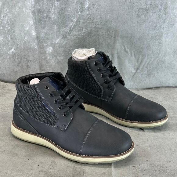VANCE CO. Men\'s Black Jones Cap-Toe Lace-Up Boots SZ 9 main image 7